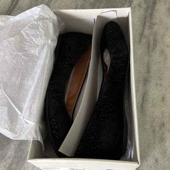 Style & Co 9M Black Faux Snakeskin Suede Ballet Flat Vinnieef Work Evening Date - Picture 8 of 8